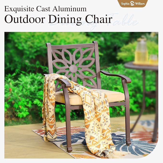 Sophia & William 7 Pieces Cast Aluminium Patio Dining Furniture Set - Image 3