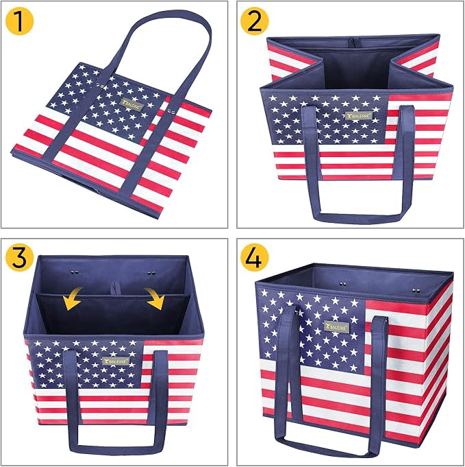 BALEINE 3Pk Reusable Grocery Bags, Foldable Shopping Bags - Image 7