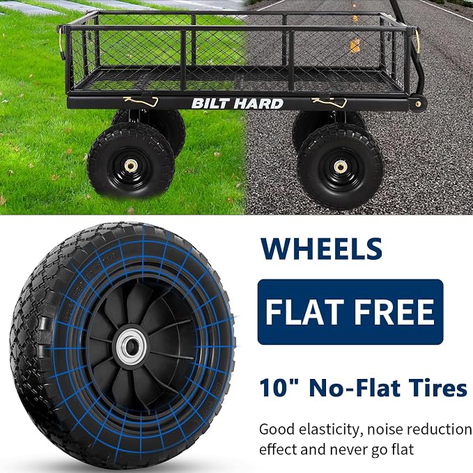 BILT HARD 10" Flat Free Tires Heavy Duty Garden Cart - Image 2