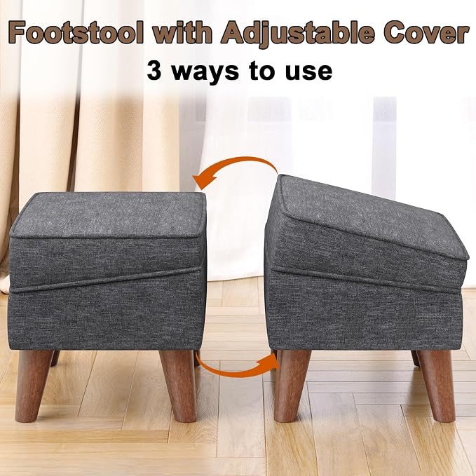 Small Footstool Ottoman with Storage, Ottoman Foot Rest, Modern Foot Stool with - Image 3