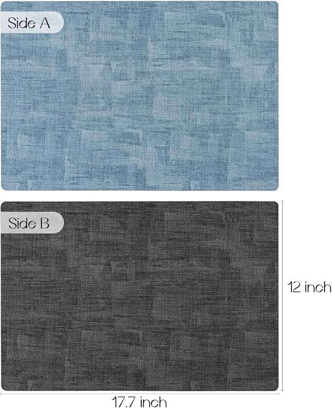 Romanstile Reversible Vinyl Placemats Set of 8, Faux Leather 100% Waterproof - Image 2