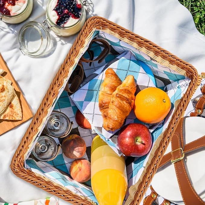 4 PCS 16x12 Inch Wicker Bread Basket, Woven Serving Basket, Tabletop Food - Image 5