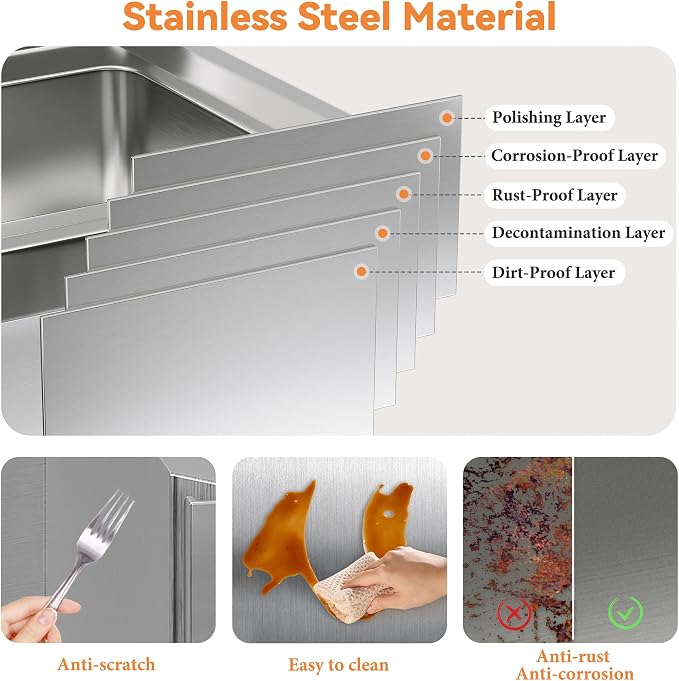 Jocisland Outdoor Kitchen Drawers 28" W×23" D×23" H Stainless Steel Drawers - Image 4