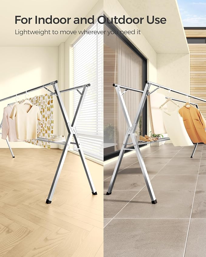 SONGMICS Clothes Drying Rack, Heavy-Duty Laundry Drying Rack, 45.7-63.4 Inches - Image 5