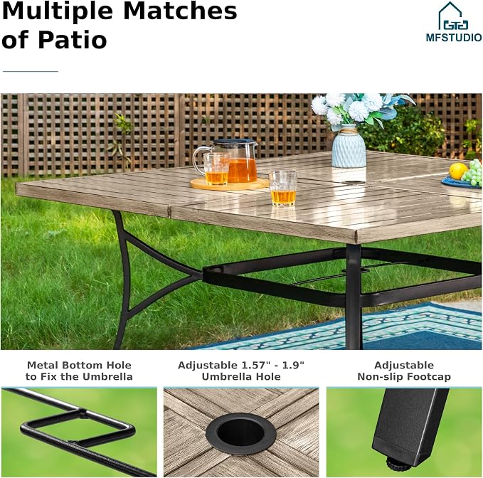 MFSTUDIO 9 Pieces Outdoor Dining Set - Image 6