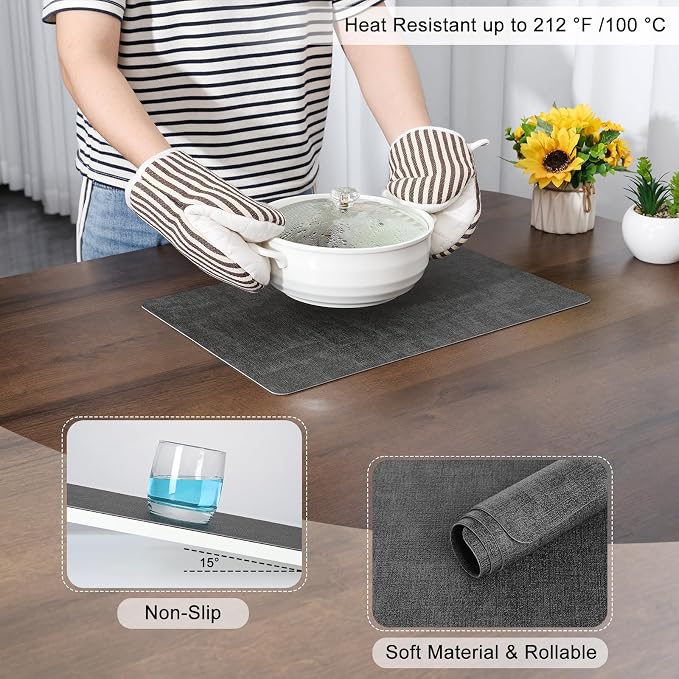 Myir JUN Placemats Dual Sided, Faux Leather Place Mats Set of 4 Indoor Placemats - Image 5