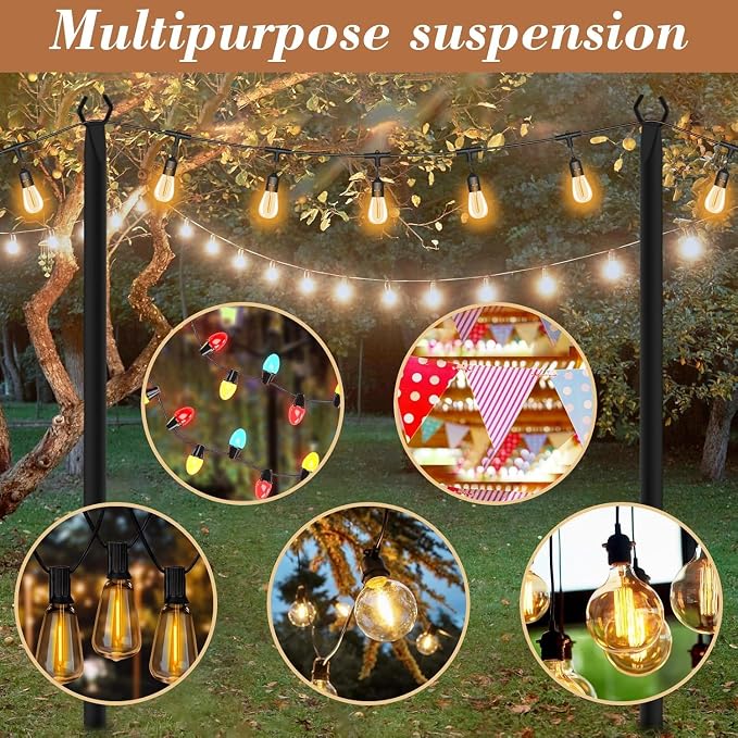 2 Pack String Light Poles, Metal Poles - Image 3
