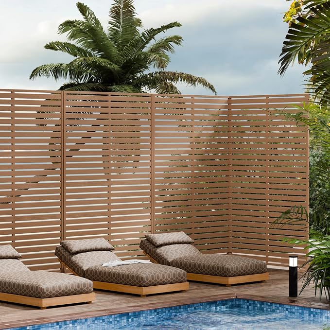 Privacy Fence Screen with Stand 6 Panel 72" H×47" W HDPE Decorative Panels with - Image 2