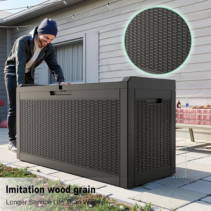 60 GallonOutdoor Storage Box, Resin Deck Boxes Waterproof, IndoorOutdoor Bin - Image 3