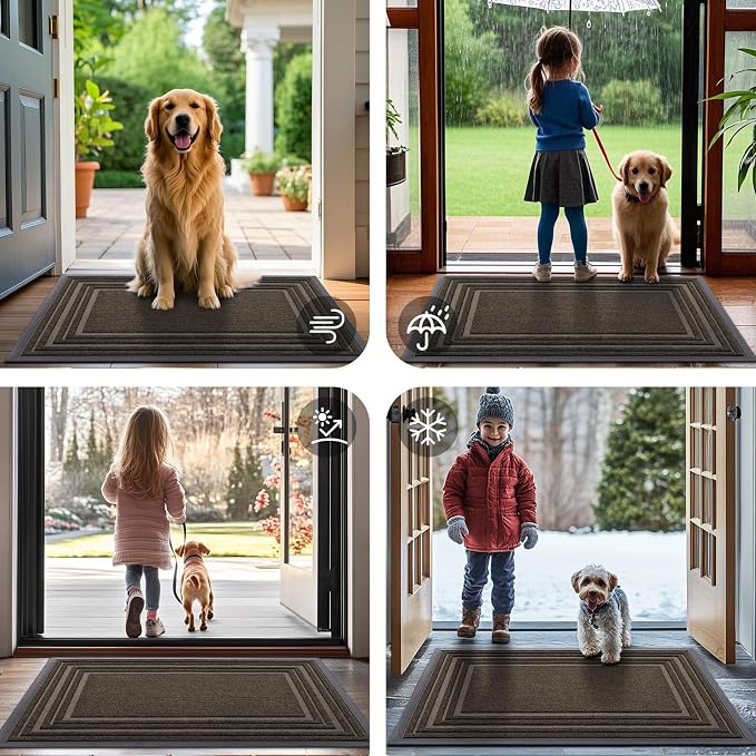 Buganda Front Door Mat Indoor Outdoor Entrance, Non-Slip Natural Rubber Doormats - Image 7