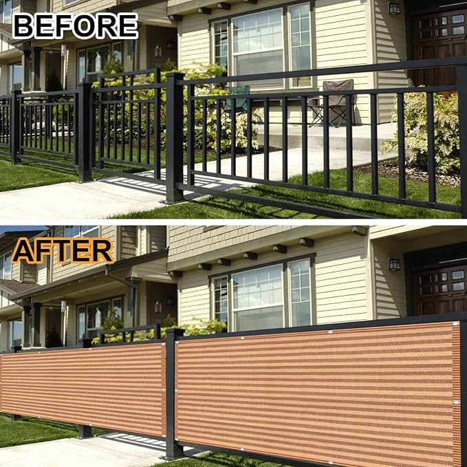 Eden's Decor Balcony Privacy Screen Brown/Khaki 3'x 21' Cover Mesh Windscreen - Image 7