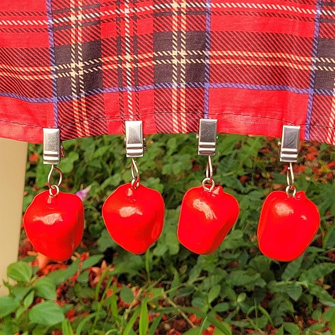 TwoFish Home Set of 4 Red Pimiento Resin Tablecloth Weights Clips Red Pimiento - Image 2