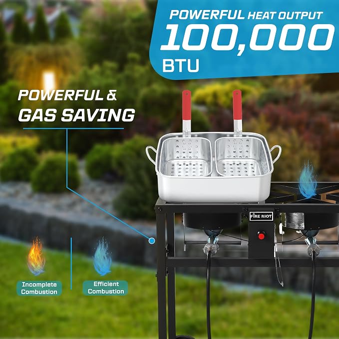 Deep Fryer with Double Burner Propane Stove Outdoor, 2×18QT Aluminum Pots & - Image 3