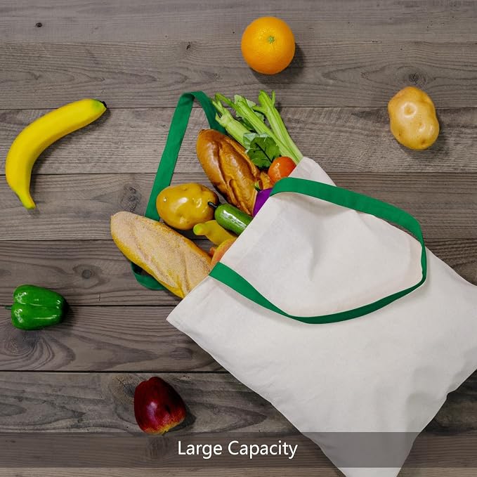 TOPDesign 6-Pack Economical 16"x15" Cotton Tote Bag, Lightweight Medium - Image 4