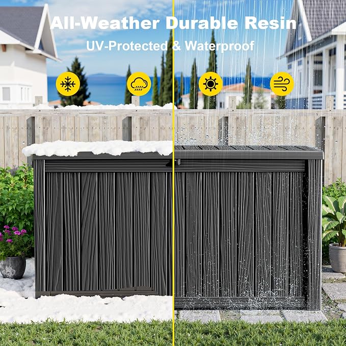 200 Gallon Large Deck Box, Resin Outdoor Storage Box - Image 7