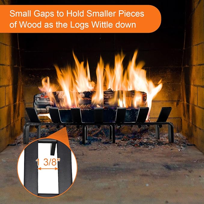17“ Fireplace Grates Wood Stove Grate Rack Stove Burning Rack Heavy Duty Solid - Image 4