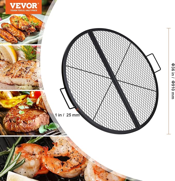 VEVOR X-Marks Fire Pit Grill Grate, Foldable Round Cooking Grate, Heavy Duty - Image 7