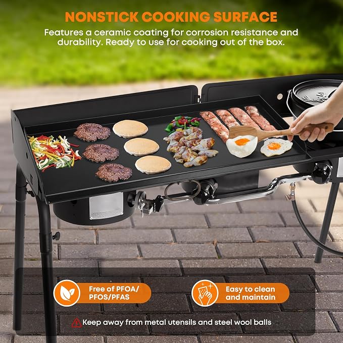 Stanbroil Universal 2-Burner Griddle, Nonstick Flat Top Griddle - Image 3