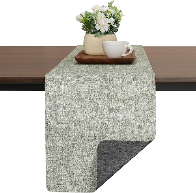 Table Runners 72 Inches Long, Dual-Sided Faux Leather Farmhouse Table Runner by Chitomars