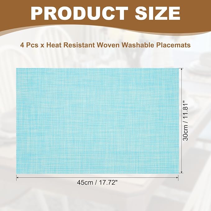 uxcell Faux Linen Placemats, 12x18 Inch Heat Resistant Place Mats Machine - Image 2