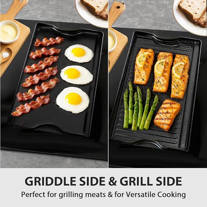 Utheer Nonstick Reversible Cast Iron Griddle 16.5" x 10.5", Ceramic Cooking - Image 3