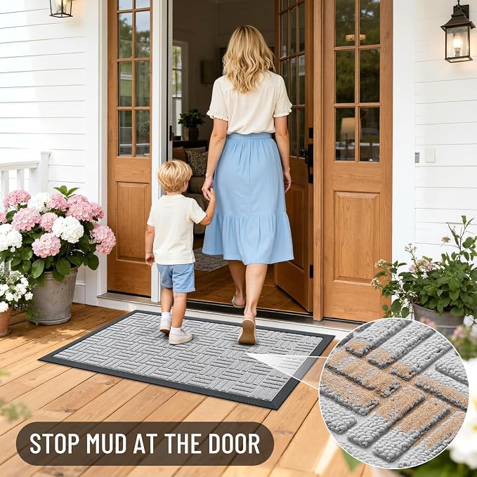 OLANLY Front Door Mat Outside Entrance 47x17, Heavy Duty Sturdy Natural Rubber - Image 7