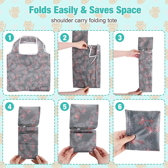 Eccliy 24 Pieces Reusable Grocery Bags Polyester Shopping Bags - Image 4