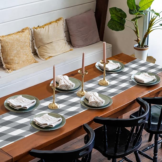 Fabric Checkered Table Runner 12 Pack Waterproof Gingham Table Runner 14W x - Image 7