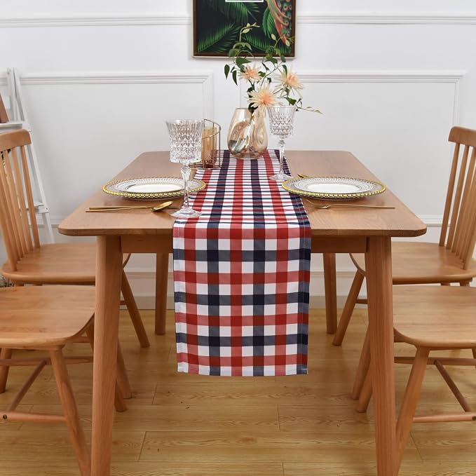 Waterproof Checkered Tablecloth Runner Fabric - Image 5