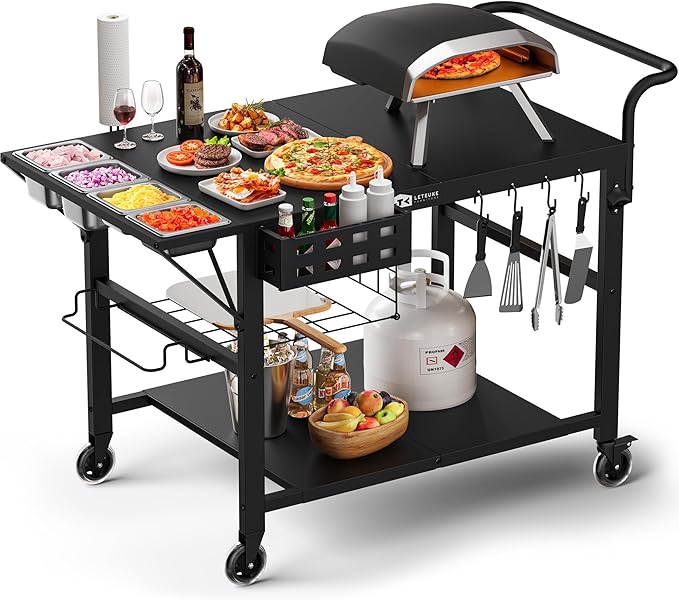 Leteuke Pizza Oven Table, Grill Cart Table by Leteuke