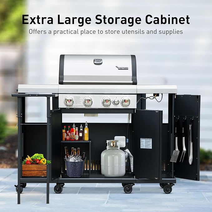 Brand-Man 4-Burner Gas Outdoor Kitchen Grill Island - Image 4