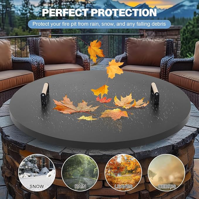 Fire Pit Lid Round 36", Heat Resistant Metal Firepit Cover - Image 5