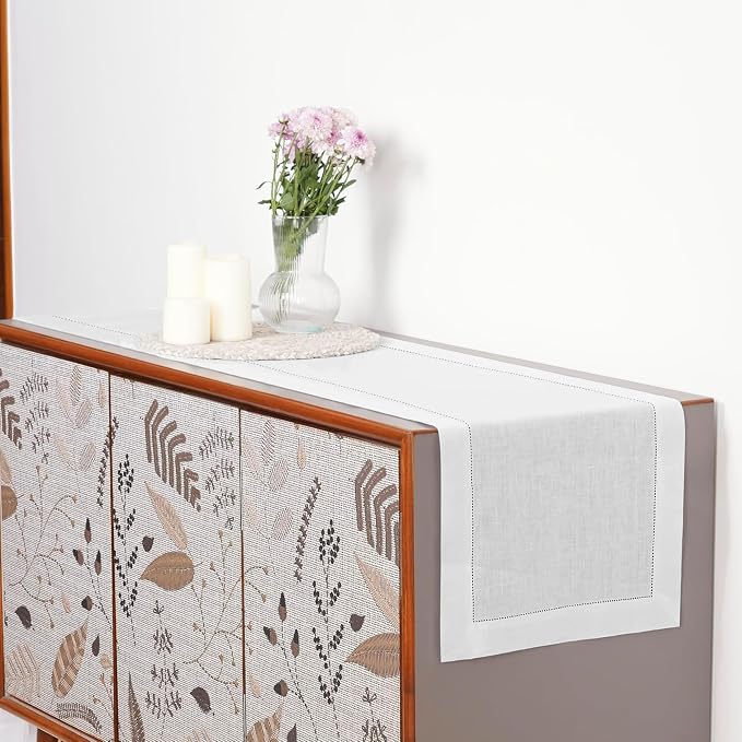 D'Moksha Homes Linen White Table Runner 144 Inches Long - Image 3