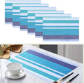 Set of 6 Colorful Striped Vinyl Placemats Heat-Resistant Washable Placemats by Unknown