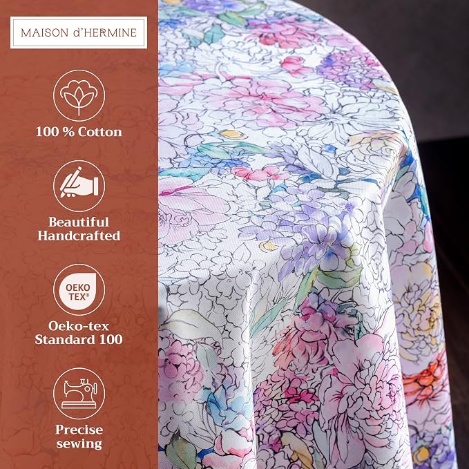 Maison d' Hermine Table Cloth Round Table 100% Cotton 69 Inches Tablecloth - Image 2