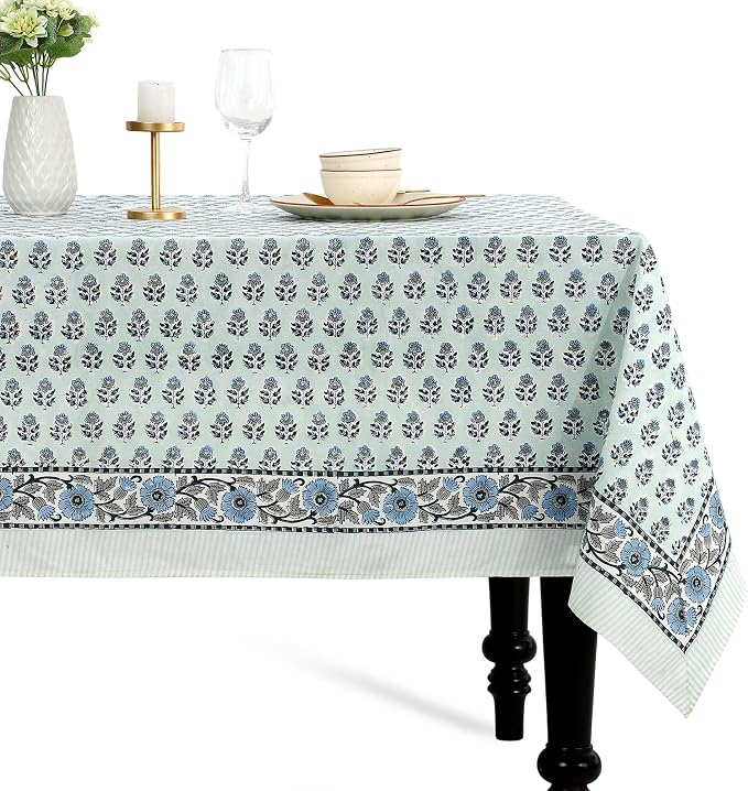 CPC Tablecloth 100% Cotton 70x118 Inch Indian Block Print Rectangle Table Cover by COTTONPRINTCLUB
