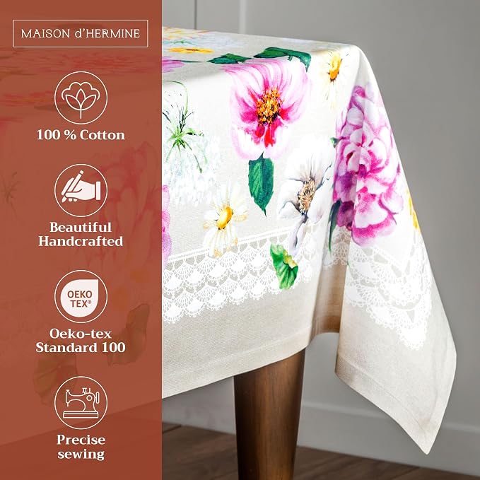 Maison d' Hermine Table Cloth Rectangle Table 100% Cotton 60 x 90 Inches - Image 2