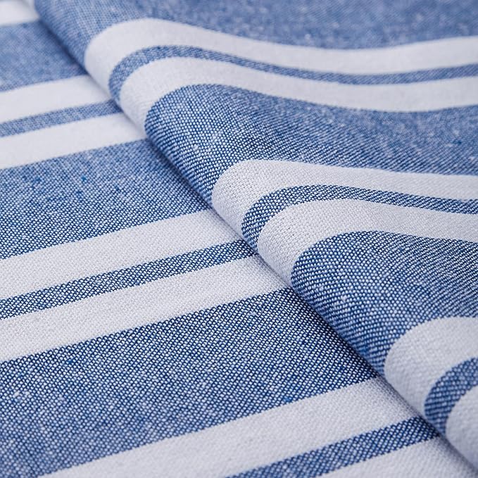 Encasa XO Cotton Dining Table Runner | Franca Blue Stripes | Size 13x91 in - Image 5