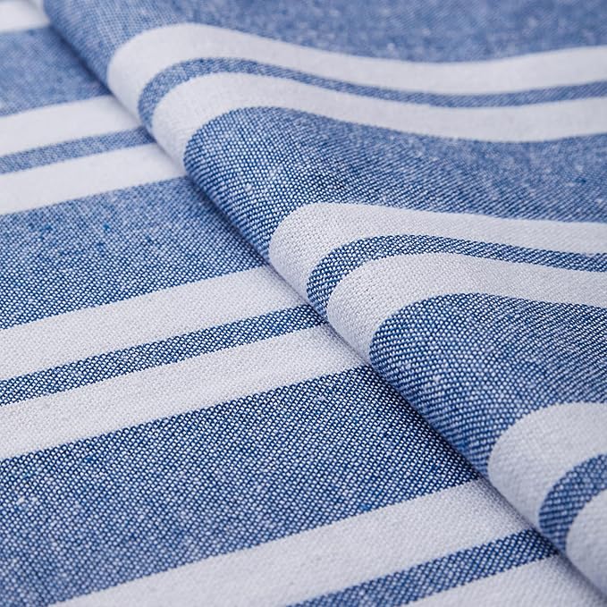 Encasa XO Cotton Dining Table Runner | Franca Blue Stripes | Size 13x59 in - Image 5