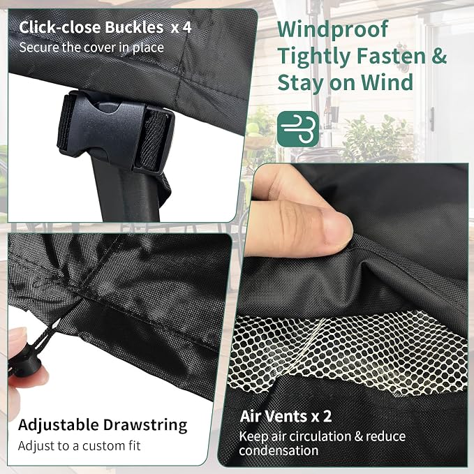 Round Patio Furniture Covers, 500D Heavy Duty Waterproof UV Resistant Cover - Image 3