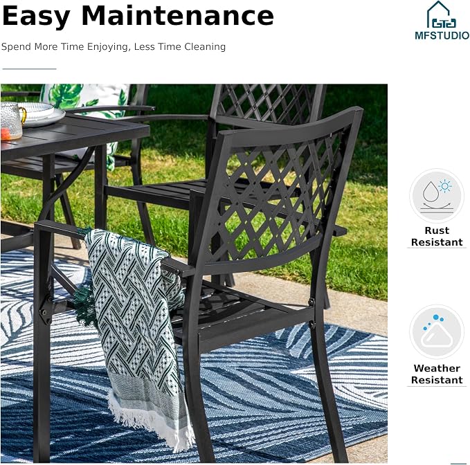 MFSTUDIO Patio Dining Set for 8, Metal Patio Table and Chairs Set, Outdoor - Image 7