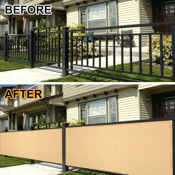 Eden's Decor Balcony Privacy Screen Beige 3'x 16' Cover Mesh Windscreen - Image 5