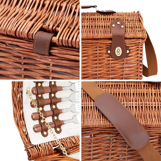 Juvale Picnic Basket for 4 People - Image 9