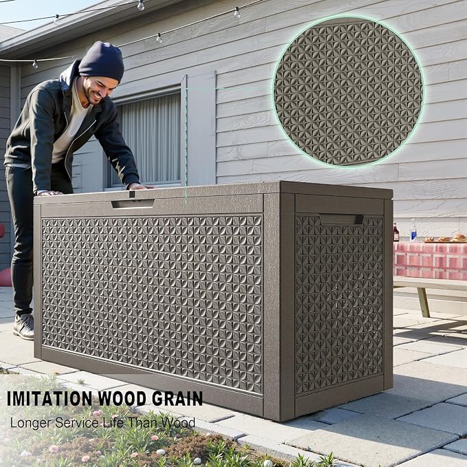 EasyUp 121 Gallon Outdoor Storage Box Waterproof, UV Resistant Resin Deck Box - Image 8