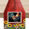 Rooster Table Runner, Farmhouse Vintage Chicken Wooden Sunflower Floral Cow Pig by Unknown
