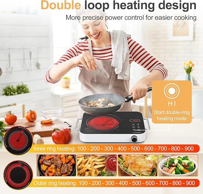 Single Burner Electric Cooktop, 1800W 110V Electric Stove Top - Image 2