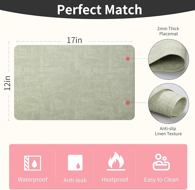 Maxpearl Faux Leather Placemats Set of 4, Waterproof - Image 7