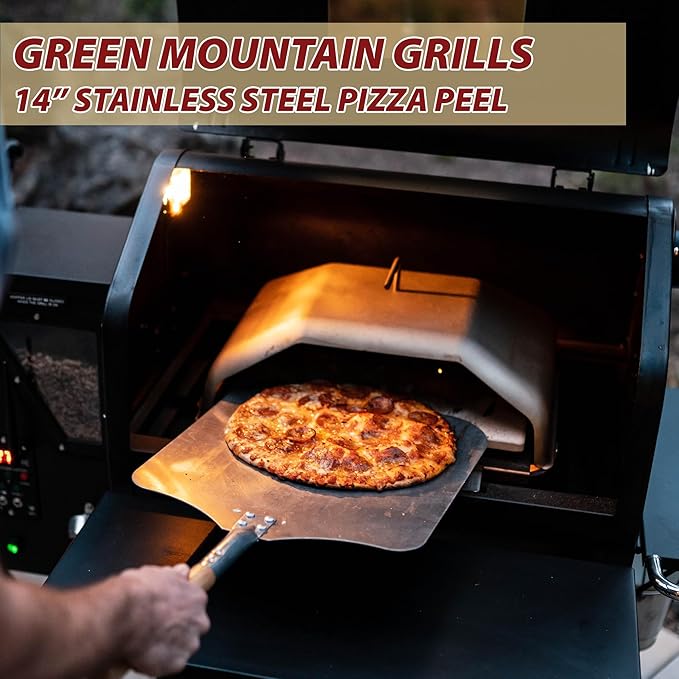 Pizza Peel 14 x 14 Inch Silver with 12 Inch Wood Handle