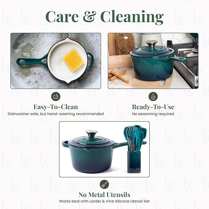 Saucepan, 2.2 Qt Enameled Cast Iron with Lid in Bondi