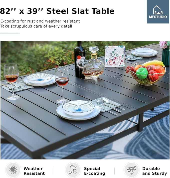 MFSTUDIO Patio Dining Set for 8, 9 Piece Outdoor Dining Set, Metal Patio Table - Image 6